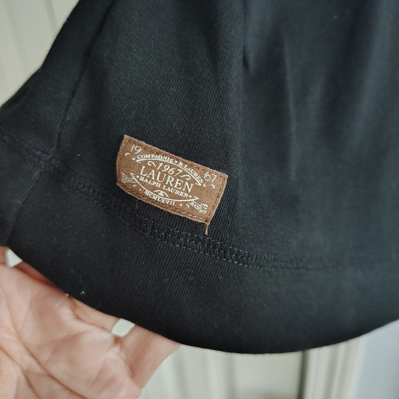 Lauren Ralph Lauren Black Long Sleeve Jersey Top With Suede Elbow Patches L - Picture 3 of 8